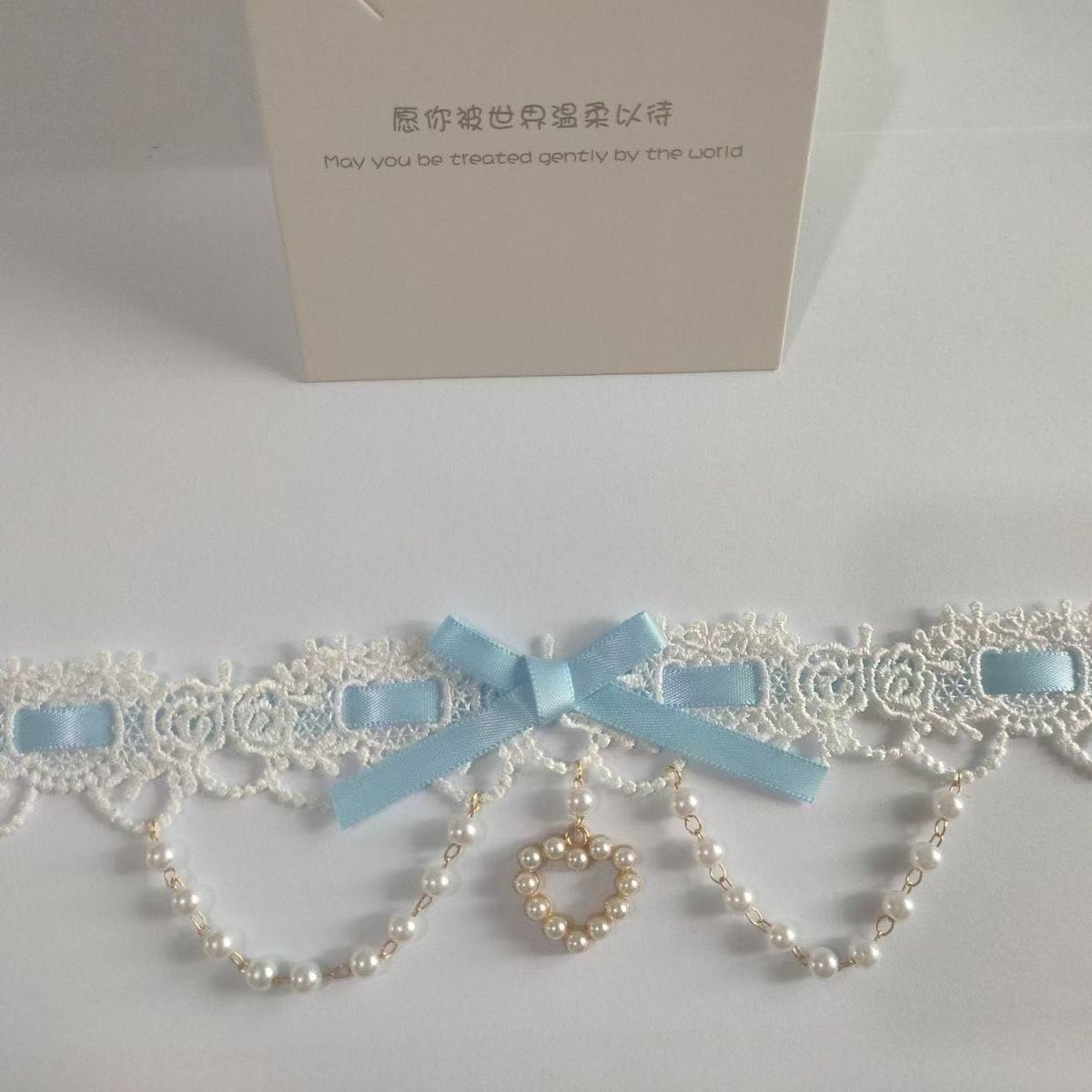 Women Fashion Photoshoot - Sweet Lolita Pearl Lace Necklace Y2K