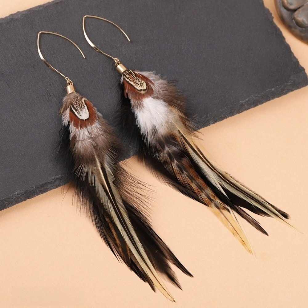 Boho Long Feather Dangle Earri - огляд і ціна Women Fashion Photoshoot