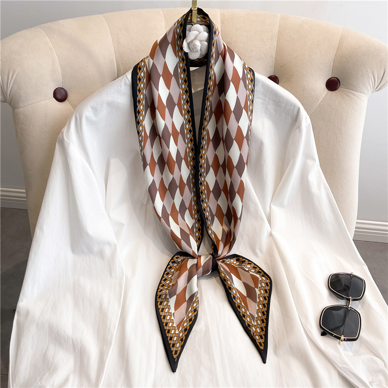 Fashion Print Long Silk Scarf  - огляд і ціна Women Fashion Necktie
